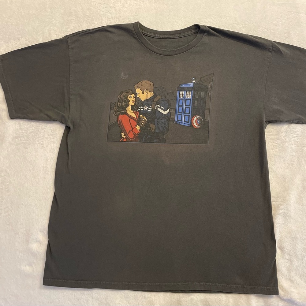 TFury Marvel Graphic T-Shirt with Tardis/Captain America Design